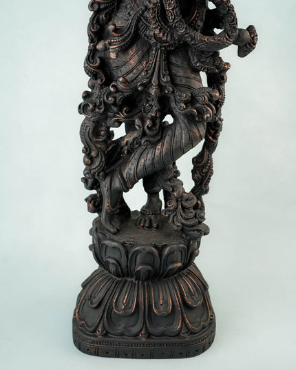 Polyresin Radha Krishna Idol - 25 inch - Black - WL5850-1