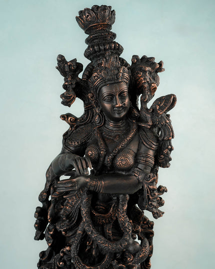 Polyresin Radha Krishna Idol - 25 inch - Black - WL5850-1