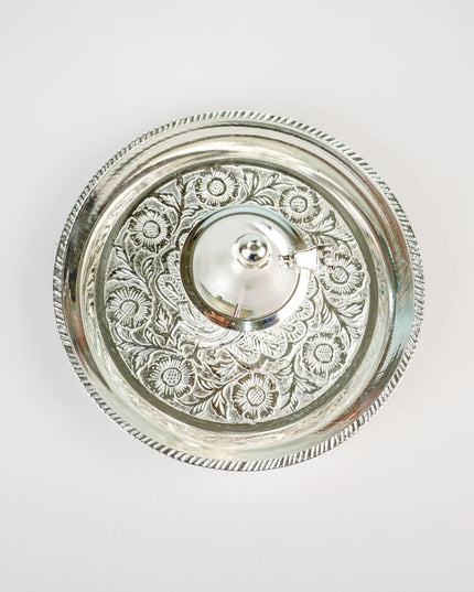 German Silver Kumkum Dibbi with Plate - WL5791
