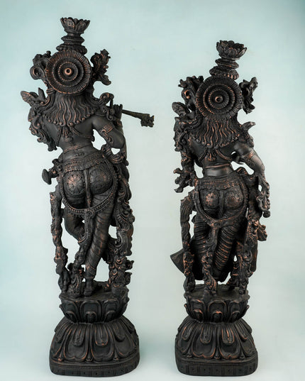 Polyresin Radha Krishna Idol - 25 inch - Black - WL5850-1