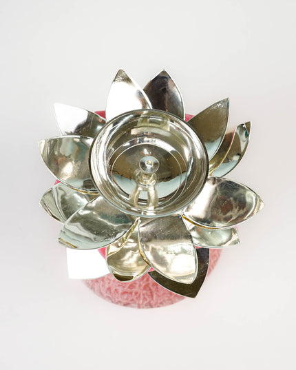 German Silver Flower Diya - 5 inch - WL5793