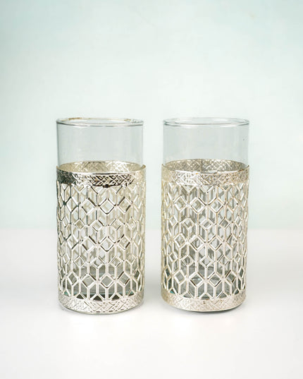 German Silver Glass Bottle with Set of 2 Glass - WL5795