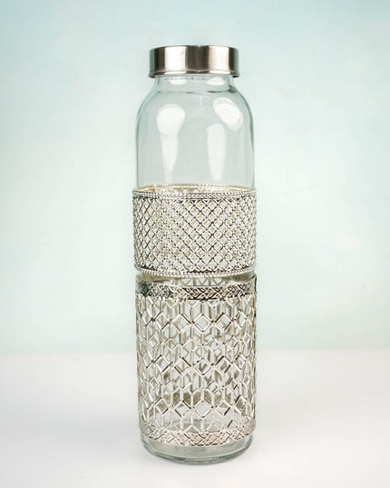 German Silver Glass Bottle with Set of 2 Glass - WL5795