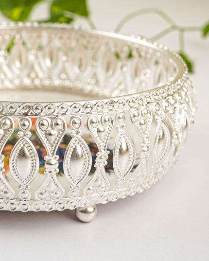 German Silver Peacock Design Tray - 6 inch - WL5807
