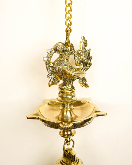 Brass Annapakshi Hanging - 5 Face Diya with Bell - Set of 2 - WL5808