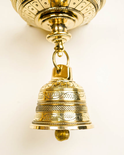 Brass Annapakshi Hanging - 5 Face Diya with Bell - Set of 2 - WL5808