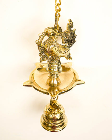 Brass Annapakshi Hanging - 5 Face Diya with Bell - Set of 2 - WL5808