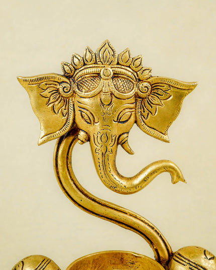 Brass Ganesha with Diya - 8 inch - WL5810