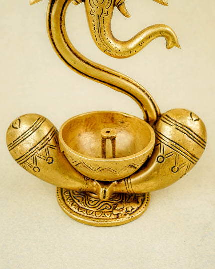 Brass Ganesha with Diya - 8 inch - WL5810