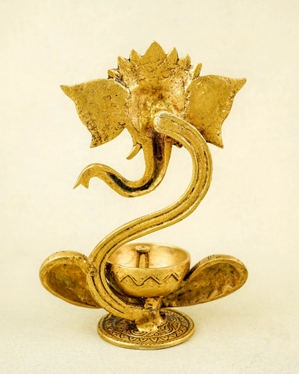 Brass Ganesha with Diya - 8 inch - WL5810
