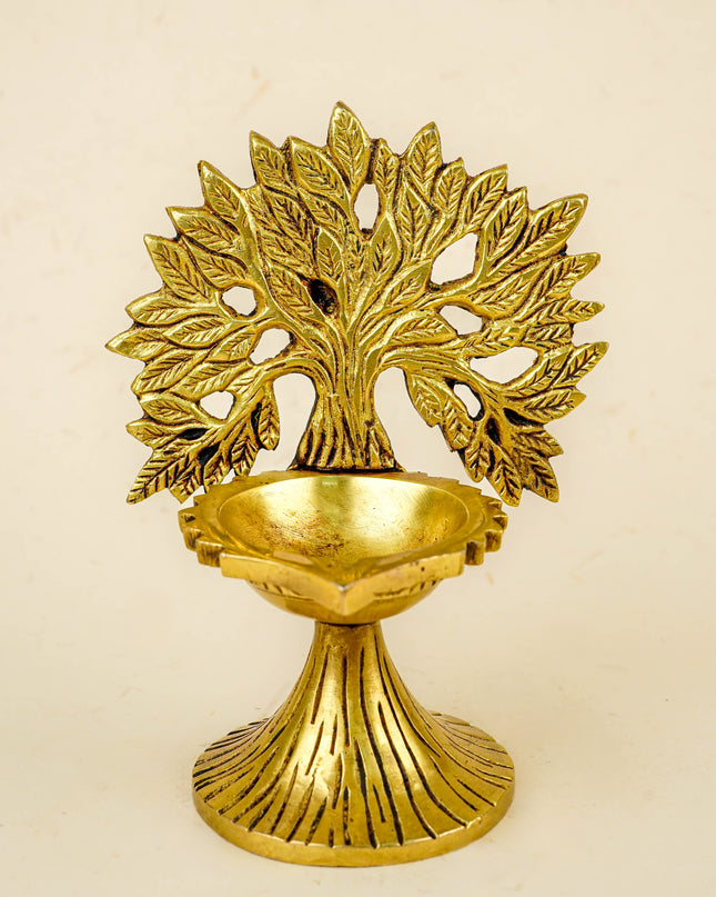 Brass Kalpavriksha Tree with Diya - 6 inch - WL5811