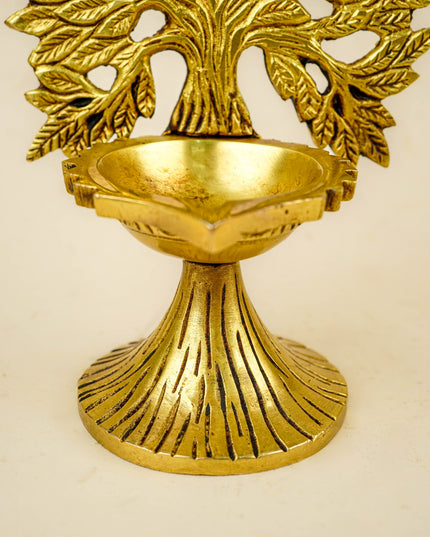 Brass Kalpavriksha Tree with Diya - 6 inch - WL5811