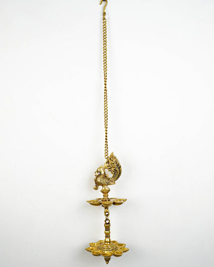 Brass Annapakshi 5 Face Diya Wall Hanging - 30 inch - WL5815