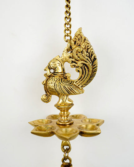 Brass Annapakshi 5 Face Diya Wall Hanging - 30 inch - WL5815