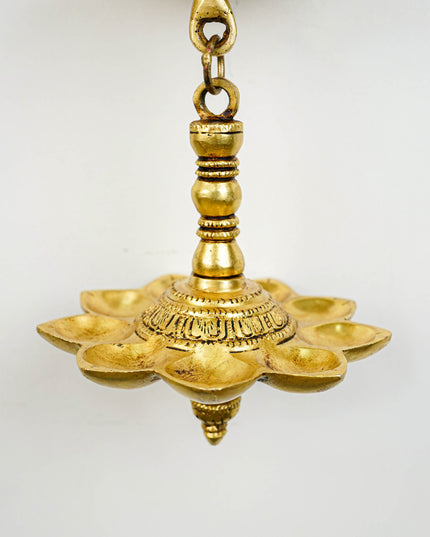 Brass Annapakshi 5 Face Diya Wall Hanging - 30 inch - WL5815