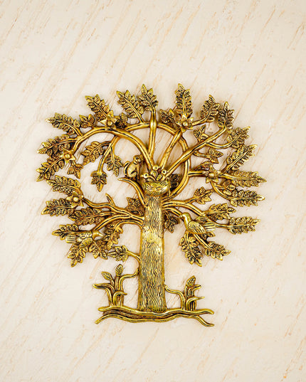 Brass Kalpavriksha Tree with Bird Wall Hanging - 14 inch - WL5817