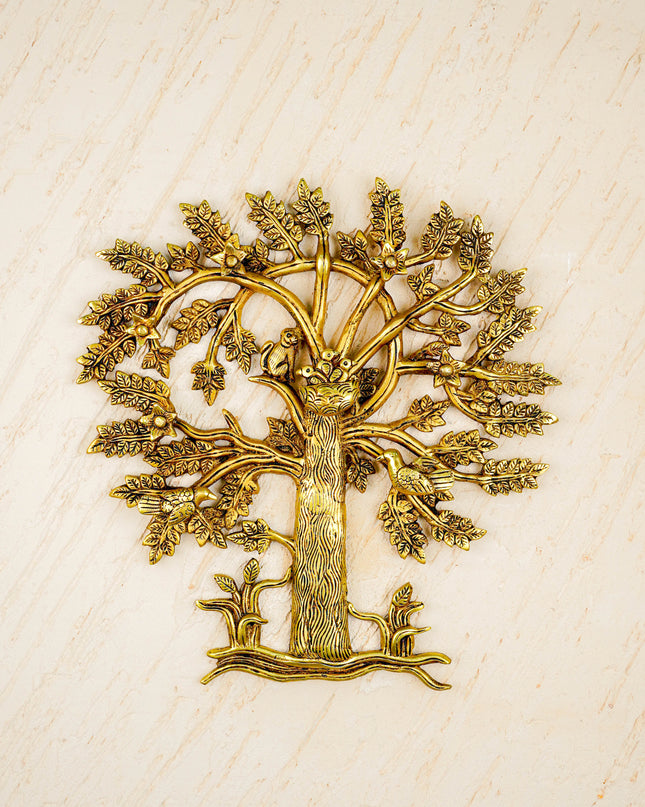 Brass Kalpavriksha Tree with Bird Wall Hanging - 14 inch - WL5817