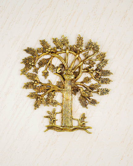 Brass Kalpavriksha Tree with Bird Wall Hanging - 14 inch - WL5817