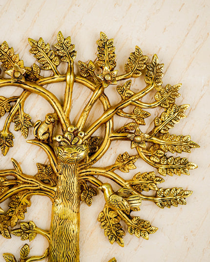 Brass Kalpavriksha Tree with Bird Wall Hanging - 14 inch - WL5817