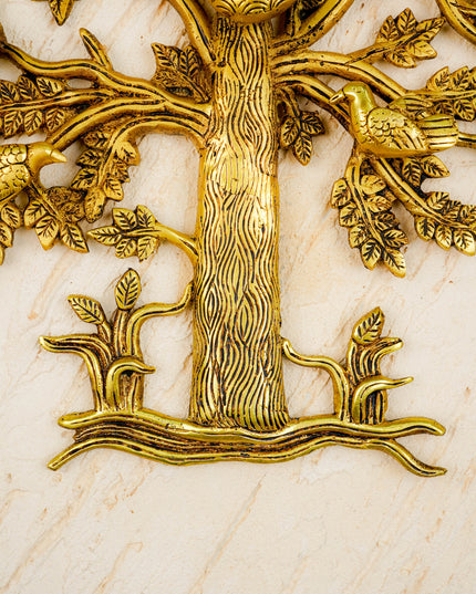 Brass Kalpavriksha Tree with Bird Wall Hanging - 14 inch - WL5817