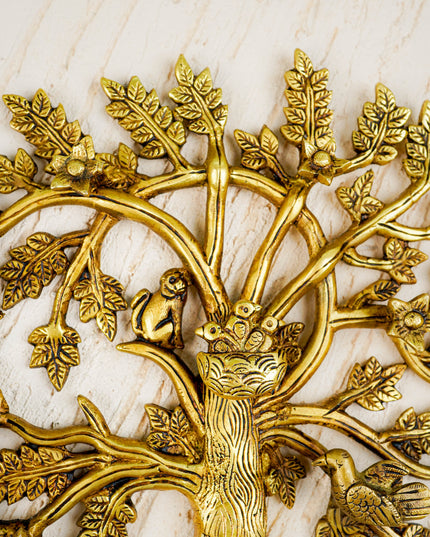 Brass Kalpavriksha Tree with Bird Wall Hanging - 14 inch - WL5817
