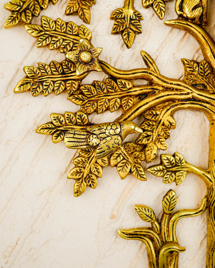 Brass Kalpavriksha Tree with Bird Wall Hanging - 14 inch - WL5817