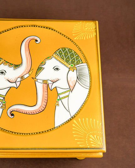 Handpainted Wooden Manai - Elephant - 15 inch - WL5828