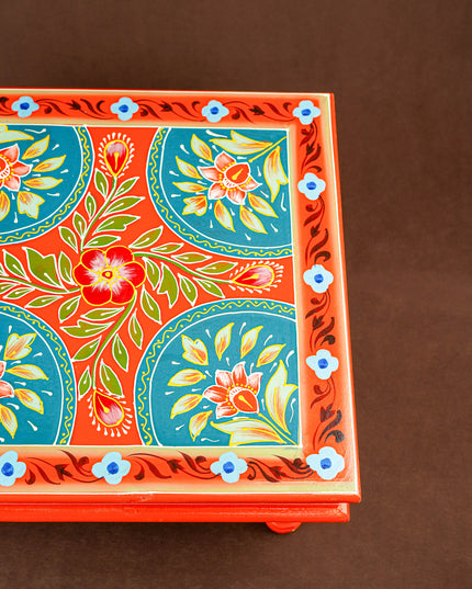 Handpainted Wooden Manai - Floral - 15 inch - WL5835