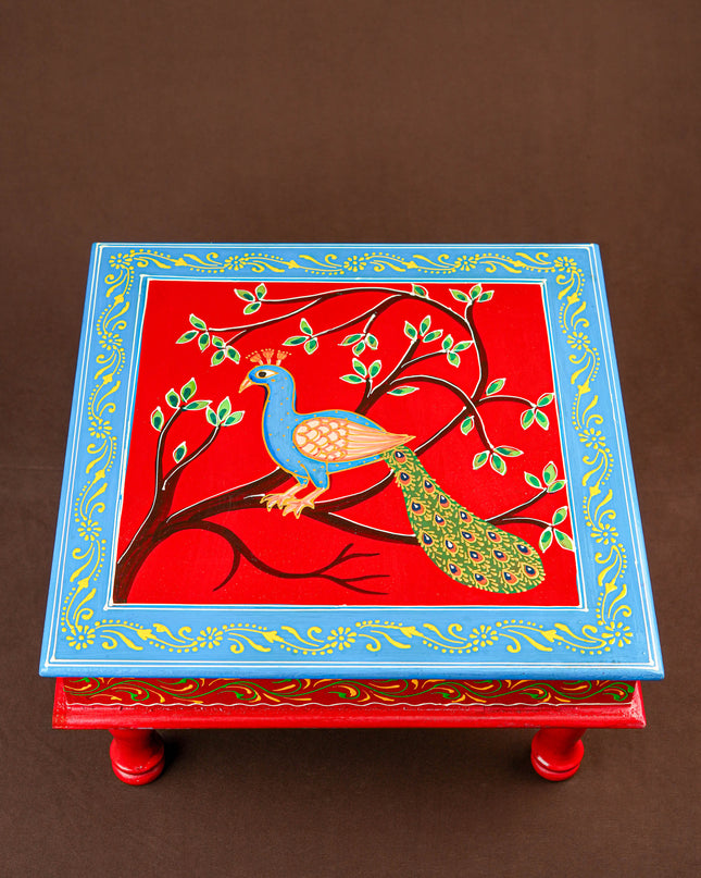 Handpainted Wooden Manai - Peacock - 15 inch - WL5836