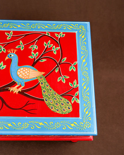 Handpainted Wooden Manai - Peacock - 15 inch - WL5836