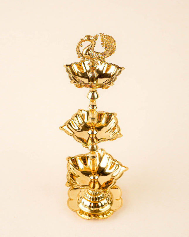 Brass Annapakshi Diya - 3 Step - 10 inch - WL5855