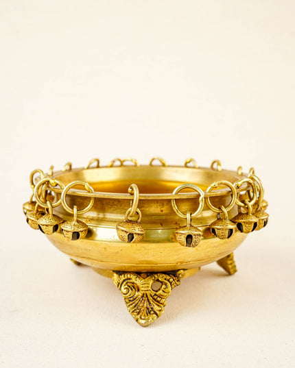 Brass Urli with Bells - 5 inch - WL5858
