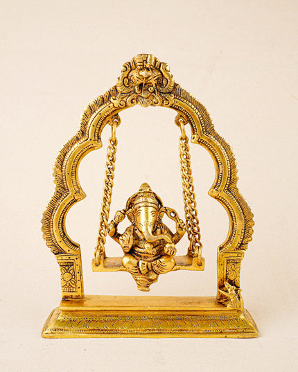 Brass Jhoola Ganesha - 9 inch - WL5864