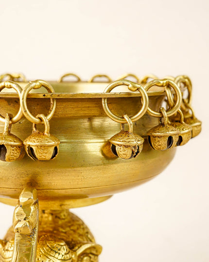 Brass Elephant Urli with Bells - 6 inch - WL5871