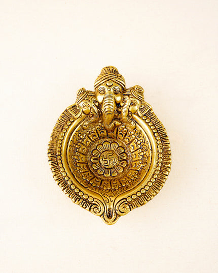 Brass Diya with Ganesha - 6 inch - WL5877