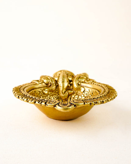 Brass Diya with Ganesha - 6 inch - WL5877