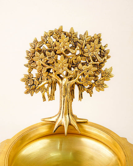 Brass Kalpavriksha Tree with Urli - 14 inch - WL5878