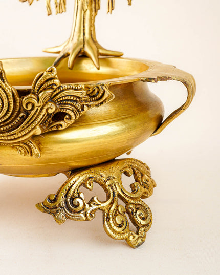 Brass Kalpavriksha Tree with Urli - 14 inch - WL5878