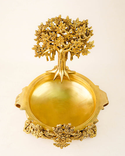 Brass Kalpavriksha Tree with Urli - 14 inch - WL5878