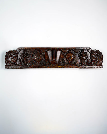 Wooden Carved Namam with Shankh Chakra Wall Hanging Panel - WL5879