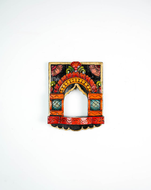 Wooden Carved Vilakku Madam Wall Hanging - WL5880