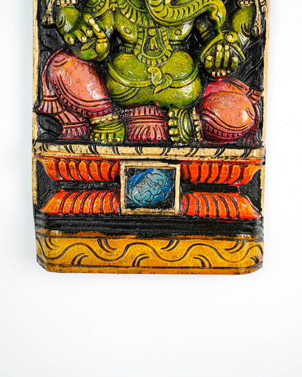Wooden Carved Ganesha Wall Hanging - WL5881