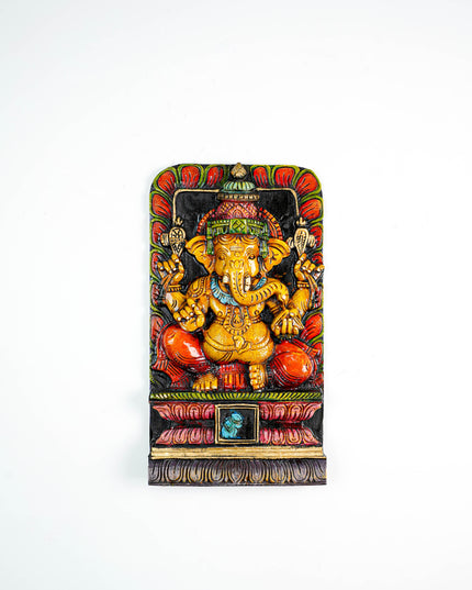 Wooden Carved Ganesha Wall Hanging - WL5882