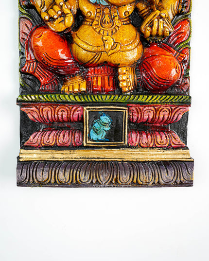 Wooden Carved Ganesha Wall Hanging - WL5882
