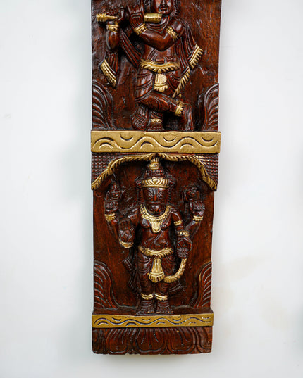Wooden Carved Dasavatharam Wall Hanging Panel - Set of 2 - WL5884