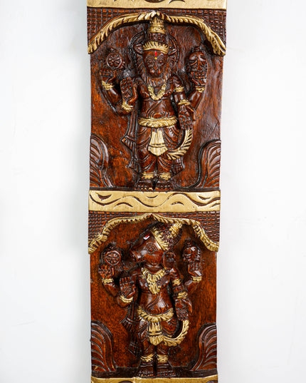 Wooden Carved Dasavatharam Wall Hanging Panel - Set of 2 - WL5884