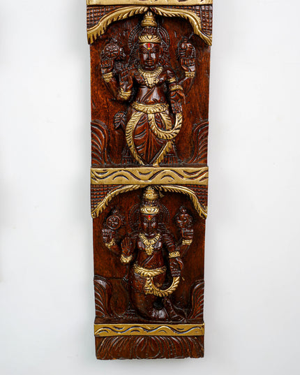 Wooden Carved Dasavatharam Wall Hanging Panel - Set of 2 - WL5884
