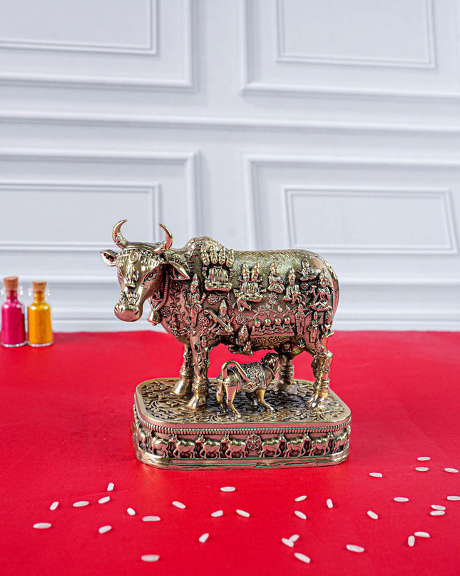Brass Antique Cow & Calf Idol - 4 inch - WL5885