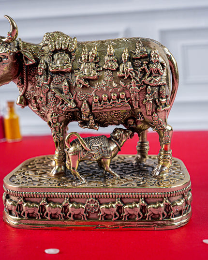Brass Antique Cow & Calf Idol - 4 inch - WL5885