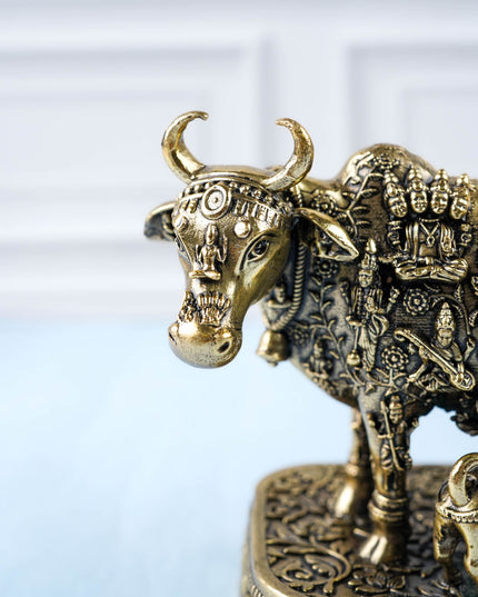 Brass Antique Cow & Calf Idol - 4 inch - WL5885